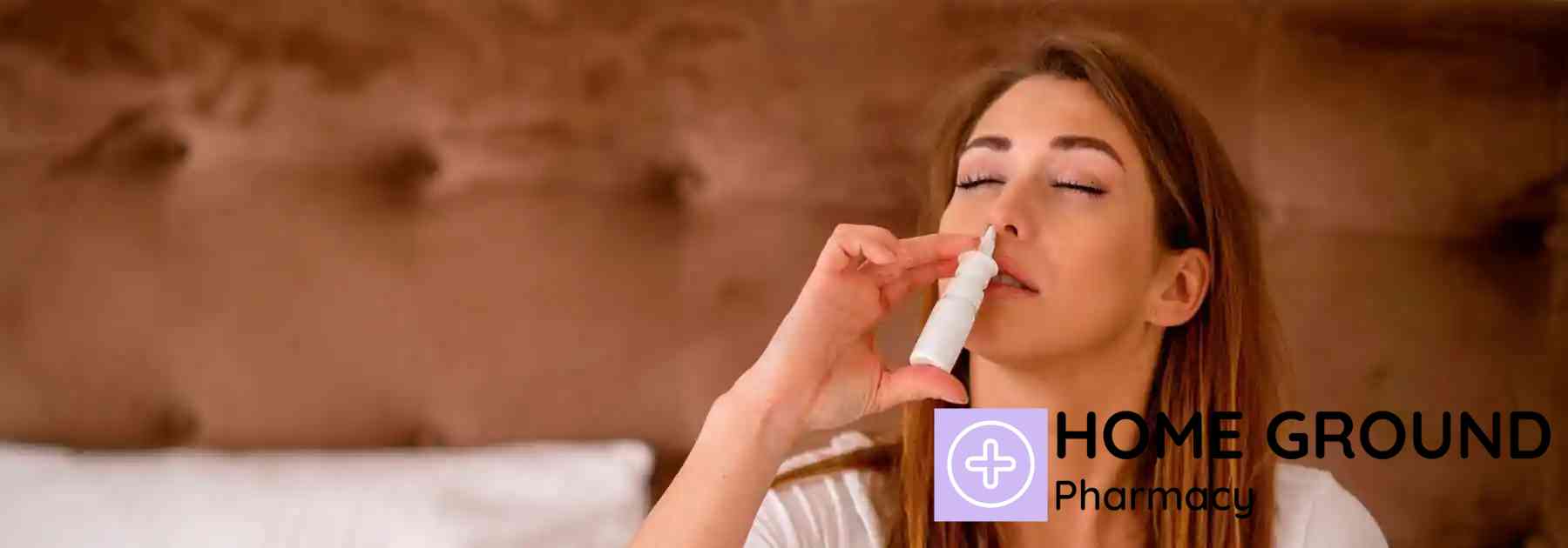 woman using nasal spray