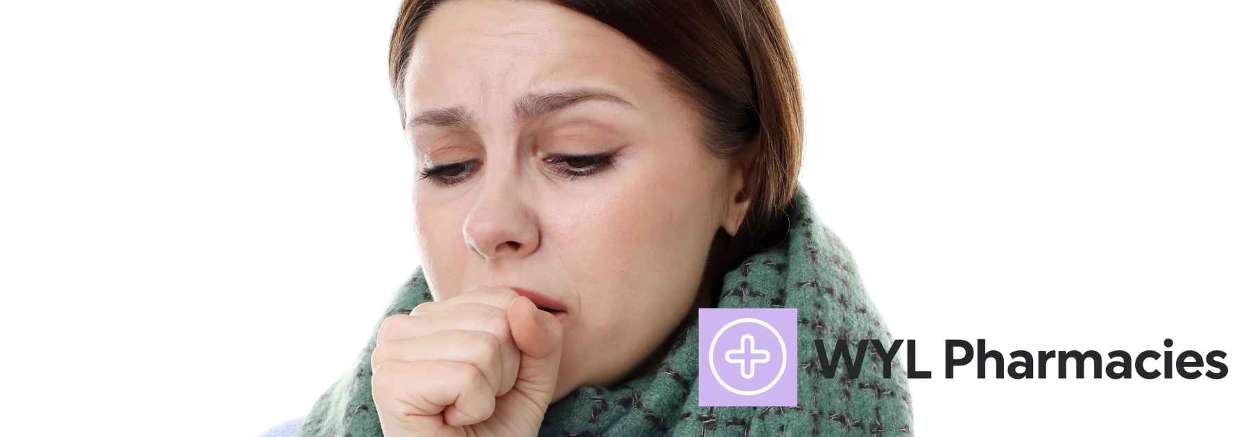 woman wearing scarf coughing